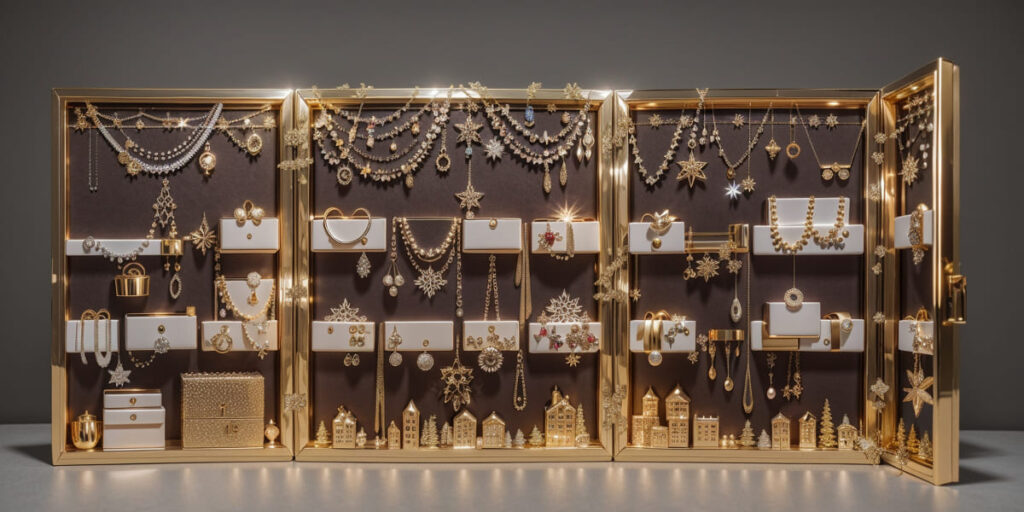 Calendrier De L’Avent 2025 Bijoux Fantaisie – 24 Surprises Pour Filles/ado/femmes – Cadeau De Noël Beauté – Dimensions 26,5x18,5 Cm