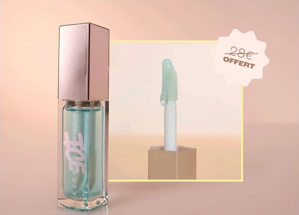 Visuel de l'offre cadeaux Blissim de juillet août 2025 avec un gloss bomb ice fenty beauty offert
