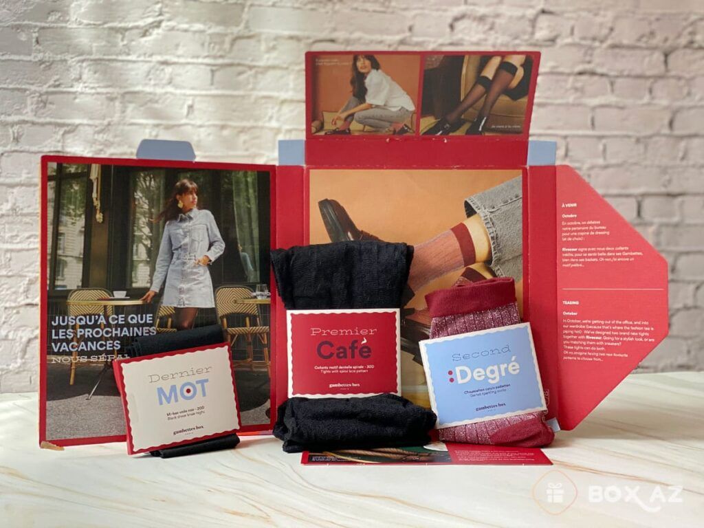 Notre avis sur la box collants Gambettes Box, avec photo de l'édition de septembre 2024