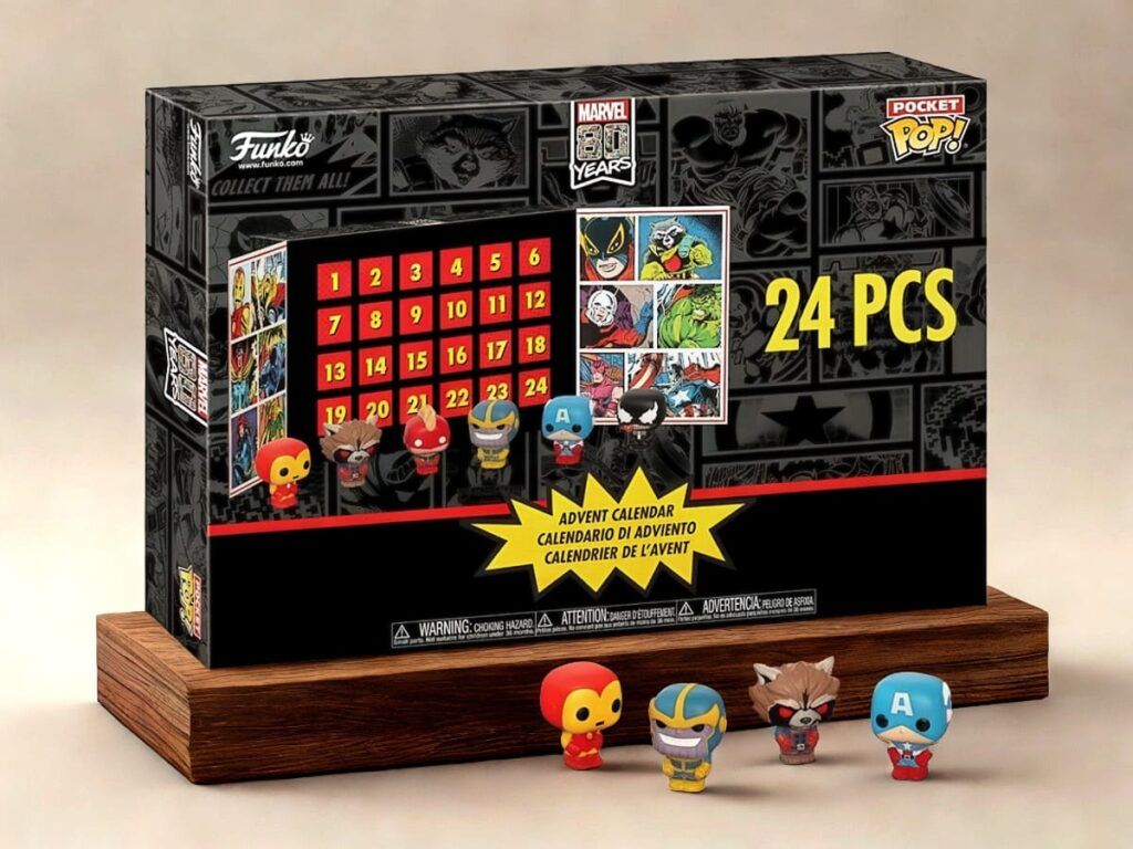 Calendrier de l'Avent de mini-figurine Funko Marvel, parfait pour ado et geek.
