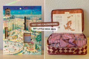 Image de couverture montrant les deux calendriers de l'Avent My Little Box 2025, le calendrier illustré et la version valisette, pour notre test complet.