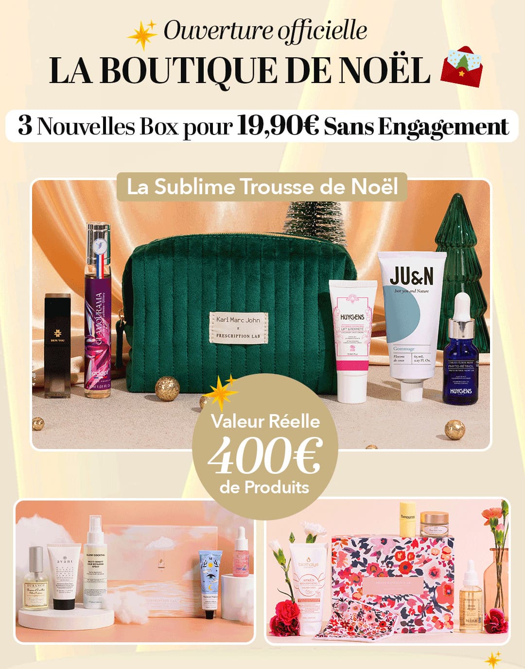 Les plus beaux codes promo de Noël pour acheter le calendrier de l'Avent Prescription Lab ou la box de décembre 2025, avec options cadeaux.