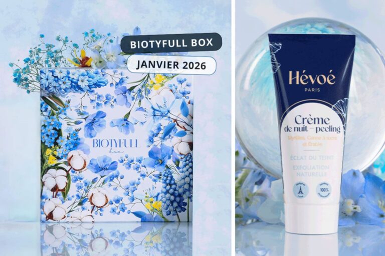 Spoiler de la Biotyfull Box janvier 2026 présentant la box et un soin visage