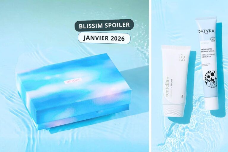 Spoiler de la box beauté Blissim janvier 2026 avec Patyka et un soin K-Beauty, édition surprise sans choix produit.