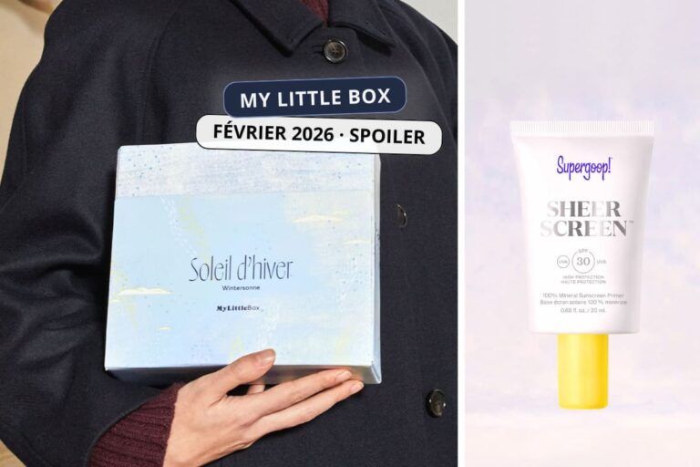My Little Box Février 2026 : spoiler de la box Soleil d’hiver avec le soin Supergoop Sheer Screen SPF 30 en aperçu