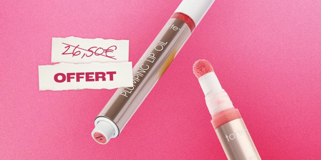 Image montrant un Lip Oil de la marque Tarte d'une valeur de 26,50 euros offert avec la box Blissim du moment