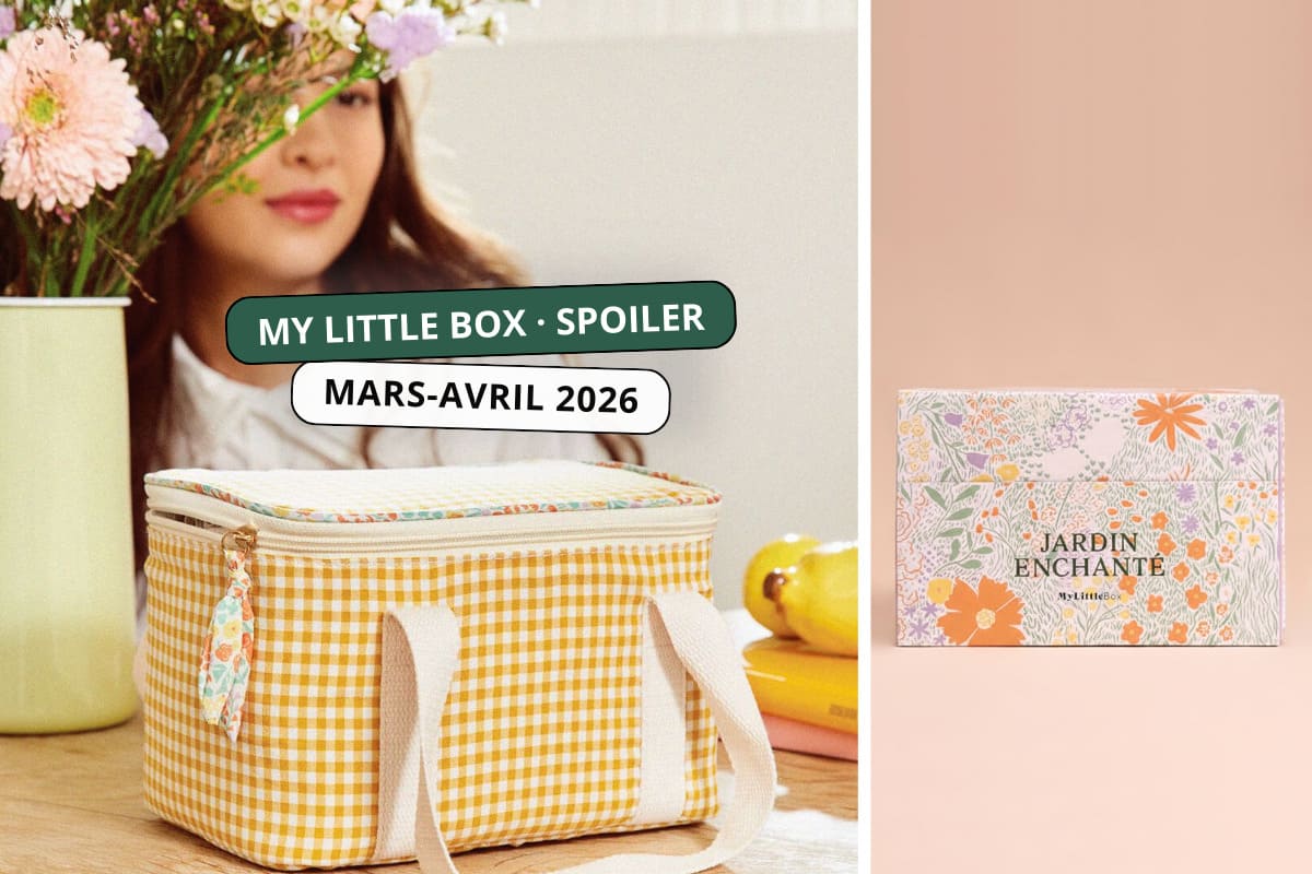 Double My Little Box mars-avril 2026 Jardin Enchanté avec lunch bag isotherme vichy jaune et boîte florale