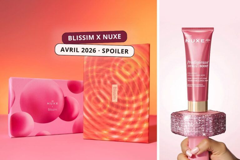 Box beauté Blissim avril 2026 en collaboration avec Nuxe avec le gel-crème Prodigieuse Hyalu Boost en spoiler