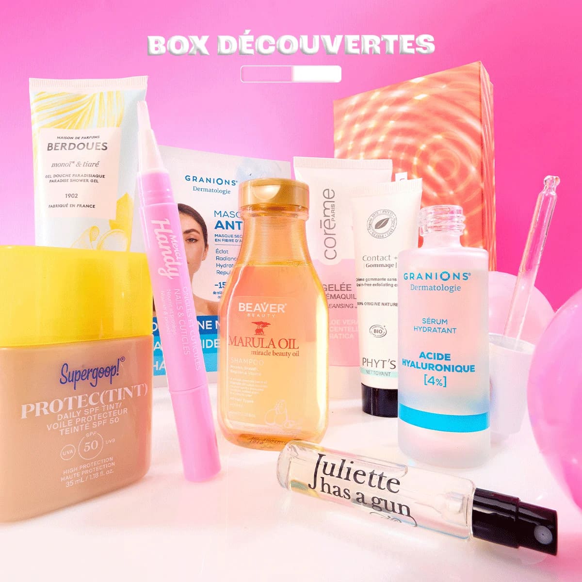 Contenu de la box Blissim avril 2026 version découverte avec sélection de produits beauté multi-marques.