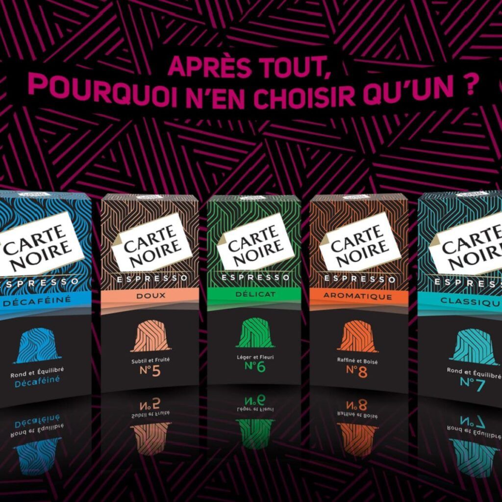 Capsules café Carte Noire espresso avec différentes intensités et arômes