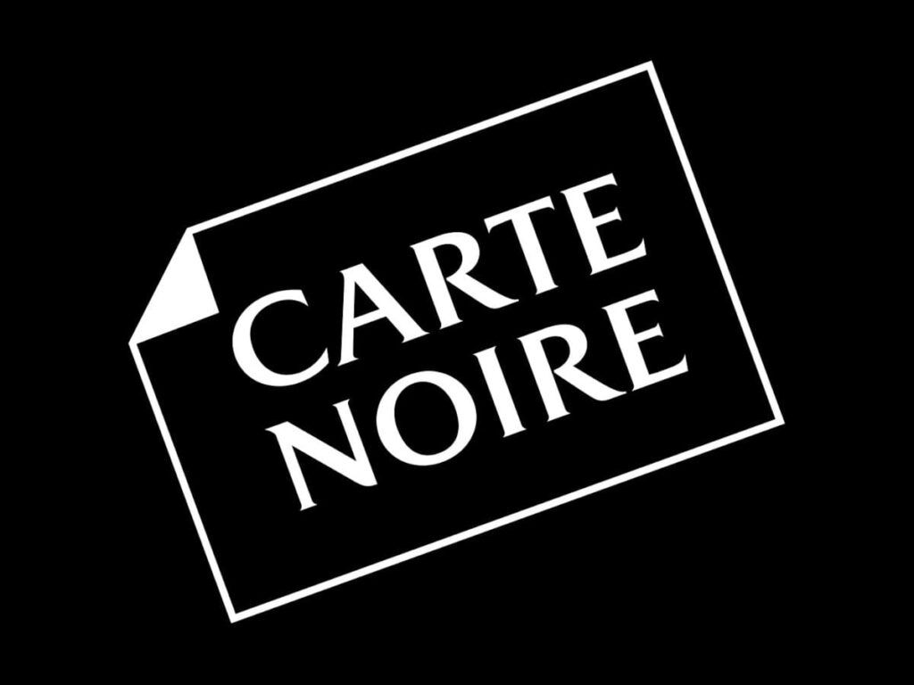Logo de la marque Carte Noire, en blanc sur fond noir