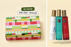 Box Blissim mai 2026 spoiler avec coffret multicolore et brumes parfumées Rituals pour cheveux et corps à choisir via le Time to Choose