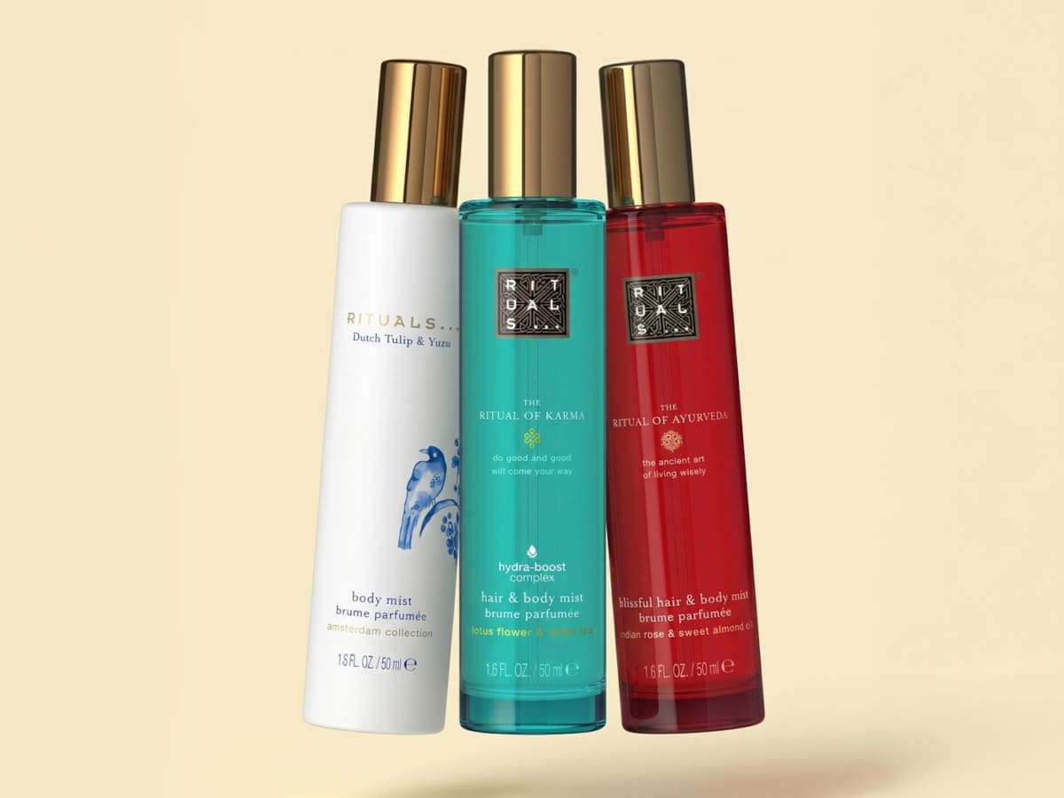 Trois brumes parfumées corps et cheveux Rituals proposées lors du Time to Choose dans la box Blissim