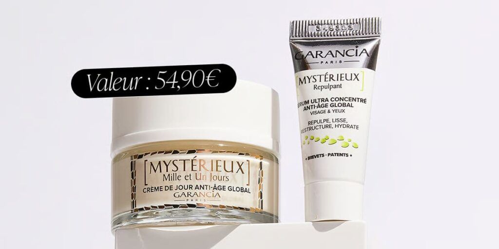 Crème de jour et sérum Garancia gamme Mystérieux proposés en cadeau dans la box Blissim mai 2026, valeur jusqu’à 54,90€