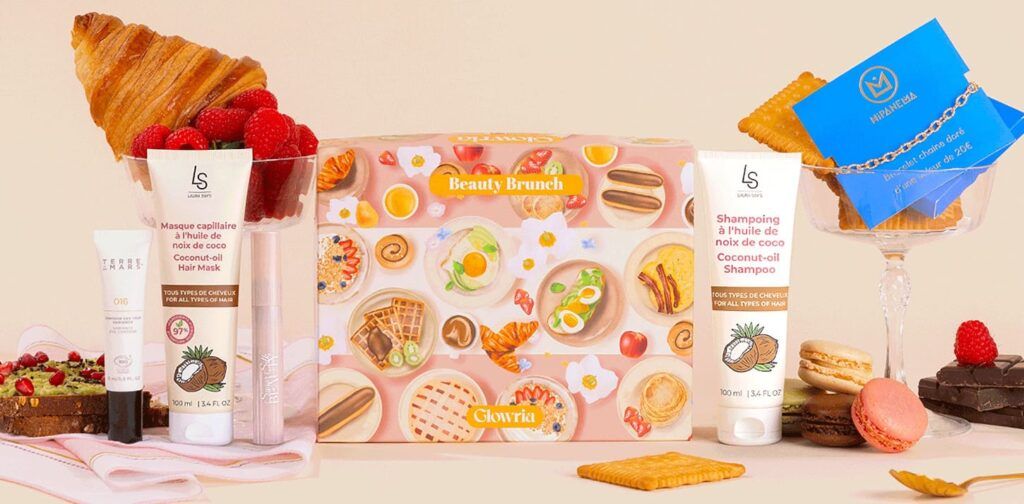 Box Glowria avril 2026 spoiler Beauty Brunch avec contenu complet incluant soins visage et cheveux