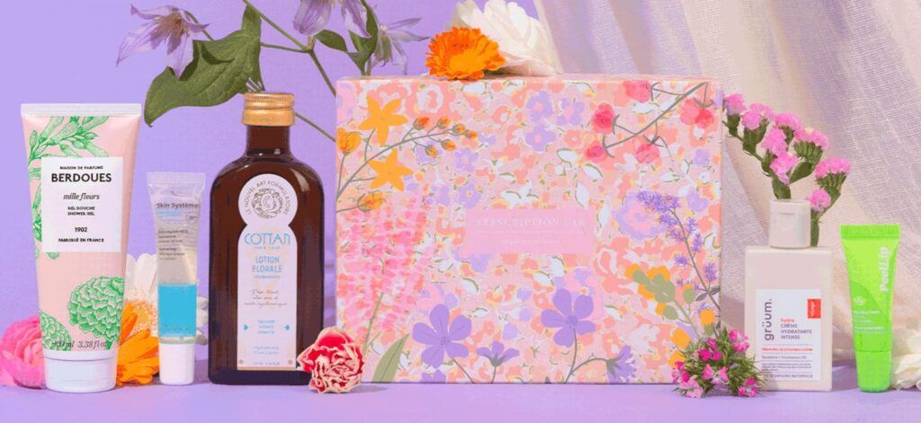 Spoiler Prescription Lab avril 2026 avec la box Mille éclats et tous les produits beauté dont la lotion florale Cottan