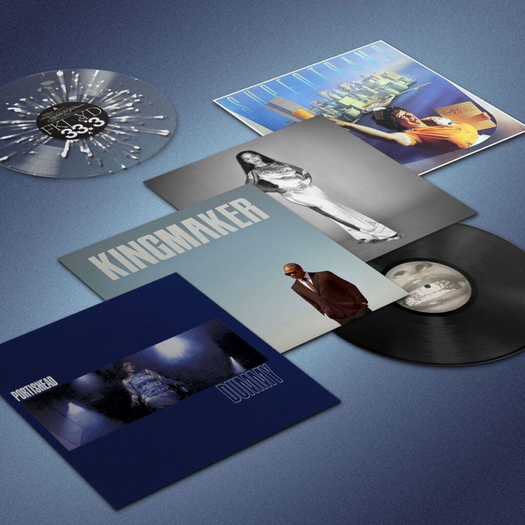 Sélection de vinyles et pochettes d’albums inclus dans The Vinyl Box