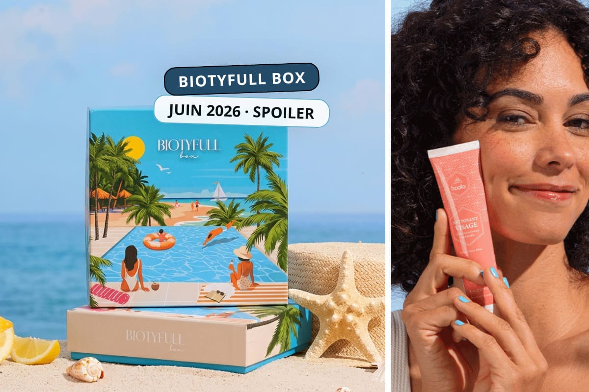 Spoiler Biotyfull Box Juin 2026 avec la box beauté été au bord de l’eau et un produit EXAALTA en aperçu