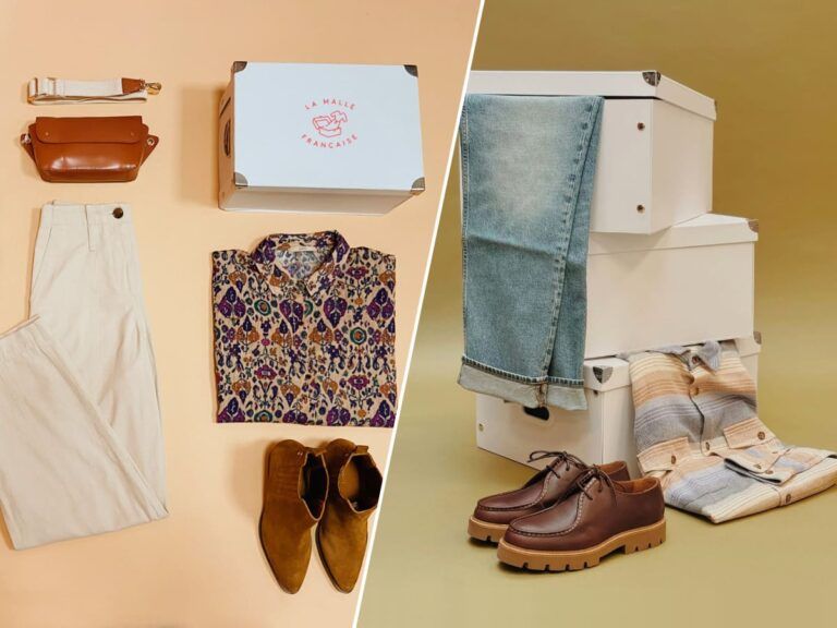 Deux malles de vêtements pour femme et pour homme de la marque La Malle Française