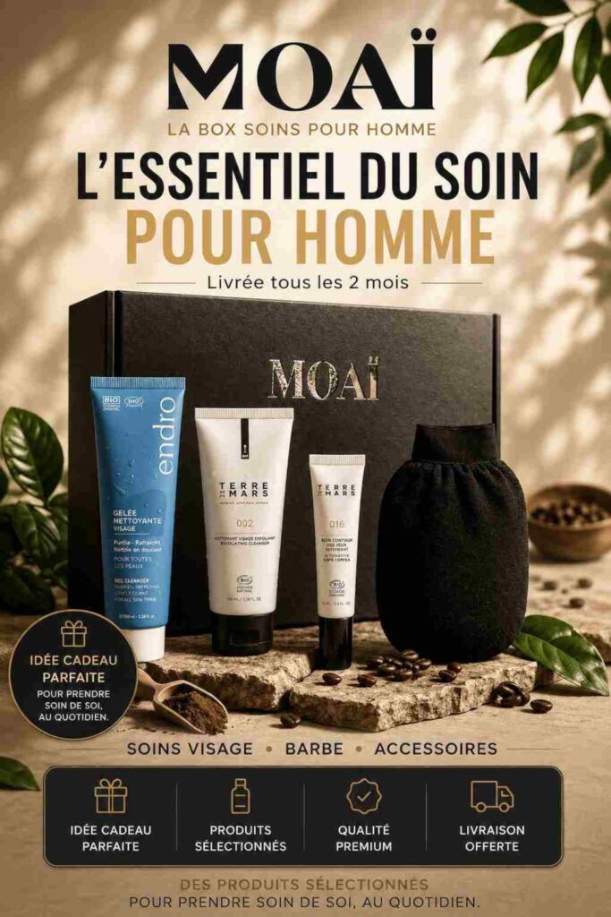 Routine de soins visage et barbe pour homme avec nettoyant, contour des yeux et accessoires bien-être
