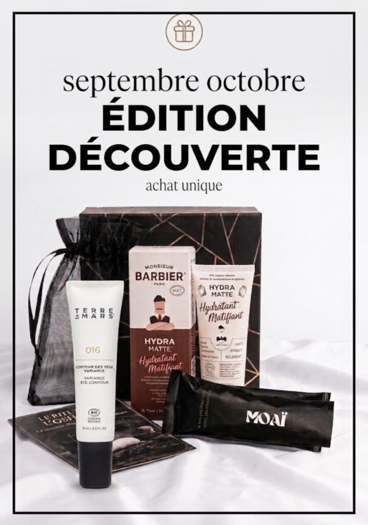 Box beauté homme MOAÏ, coffret découverte sans abonnement avec soins visage