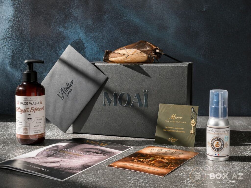 MOAÏ avis et test de la box homme avec soins visage premium, accessoires et produits skincare full size