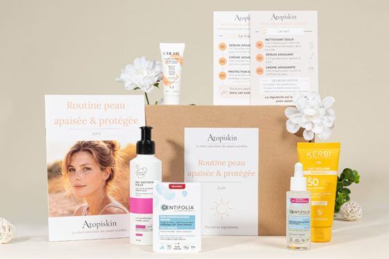 Box beauté Atopiskin dédiée aux peaux sensibles avec routine de soins complète, produits full size et accompagnement personnalisé