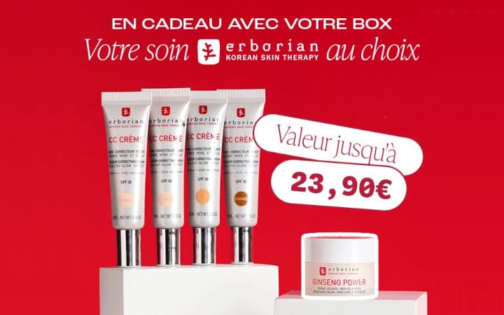 offre promotionnelle Blissim pour le mois de juin : un soin erborian au choix en plus de la box du mois