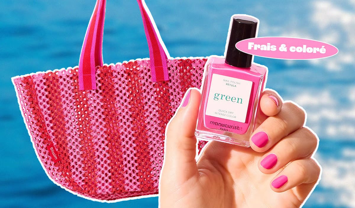 Choix du mois Blissim proposant un panier rose accompagné du vernis Manucurist Green Petula