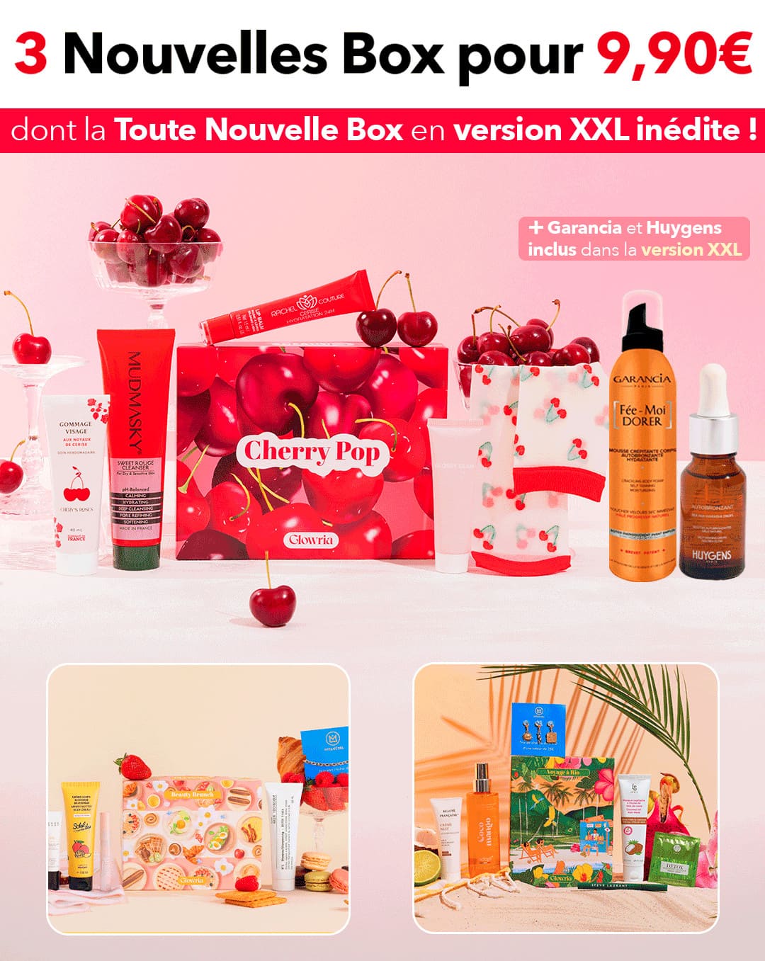 Offre spéciale Glowria proposant 3 nouvelles box beauté pour 9,90€