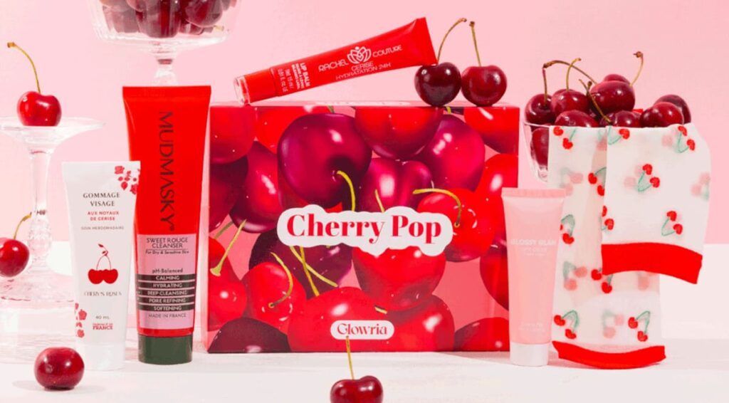 Spoiler complet Glowria juin 2026 avec la box Cherry Pop, le nettoyant Mudmasky, les soins visage et les accessoires dévoilés