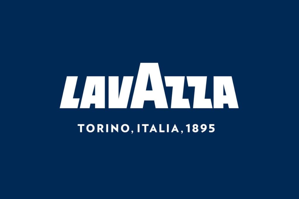 Logo de la marque de café Lavazza sur fond bleu
