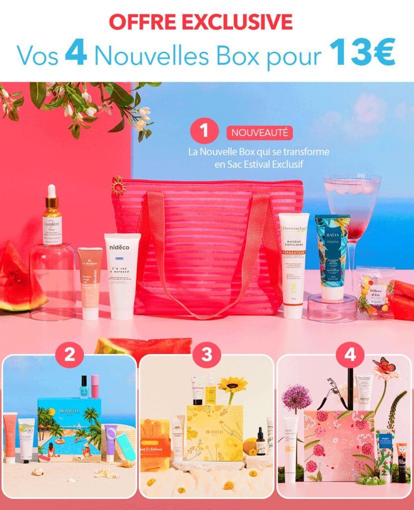 Offre promotionnelle Biotyfull Box proposant 4 nouvelles box pour 13€ seulement