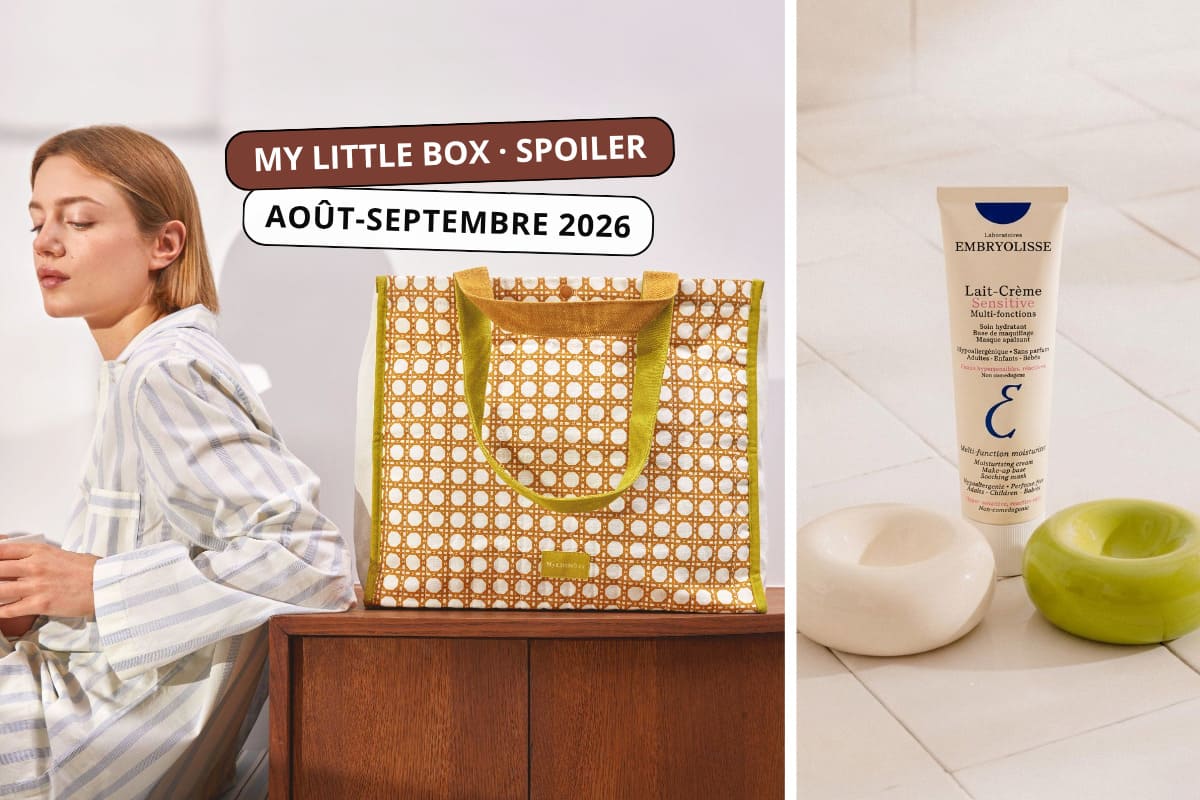 My Little Box août-septembre 2026 spoiler avec sac cabas matelassé et soin Embryolisse