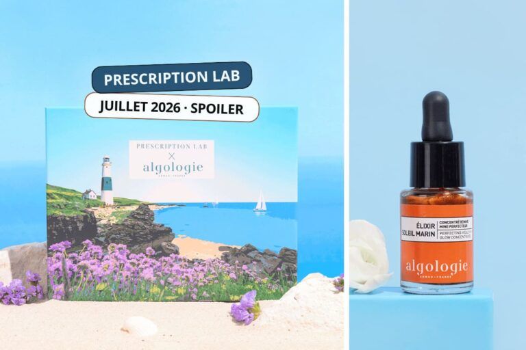 Prescription Lab juillet 2026 spoiler complet de la box beauté en collaboration avec Algologie et son sérum illuminateur