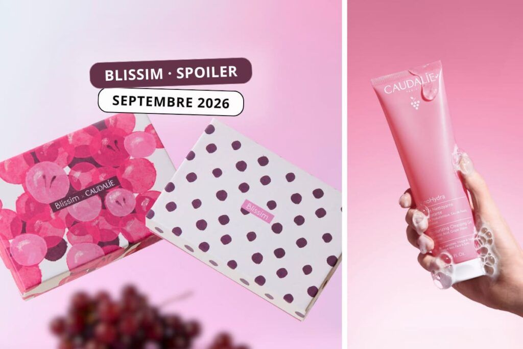 Blissim septembre 2026 avec les box Caudalie et personnalisée et la gelée nettoyante VinoHydra Caudalie en spoiler