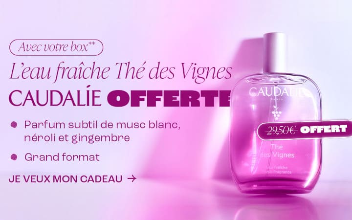 L'eau fraîche Caudalie Thé des Vignes en grand format, d'une valeur de 29,50€ offerte avec la box Blissim de Septembre 2026