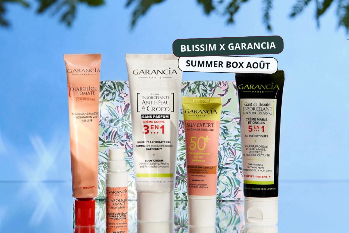 Summer Box Blissim x Garancia d’août 2026 avec ses cinq soins visage et corps