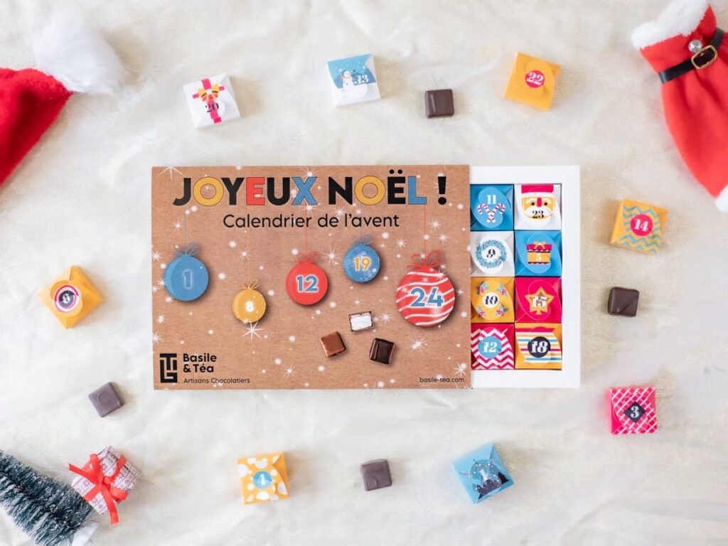 Calendrier de l'Avent chocolat Joyeux Noël 2026 de Basile & Téa