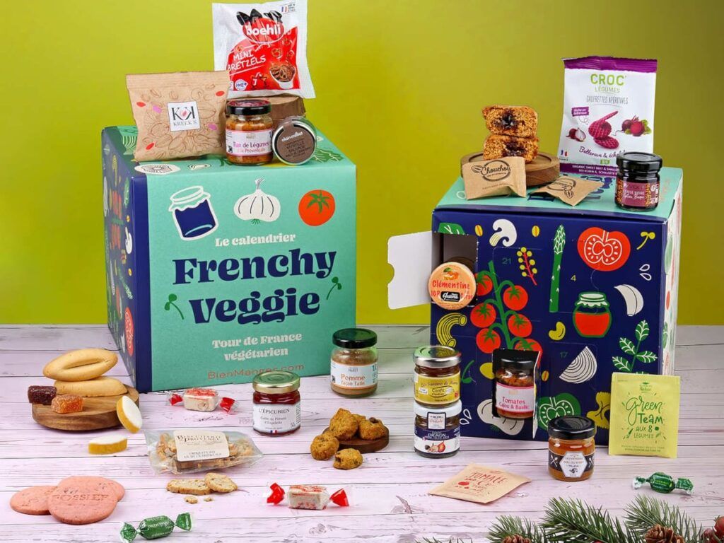 Calendrier de l'avent gourmand Frenchy Veggie Tour de France végétarien, avec produits sucrés et salés par BienManger.com