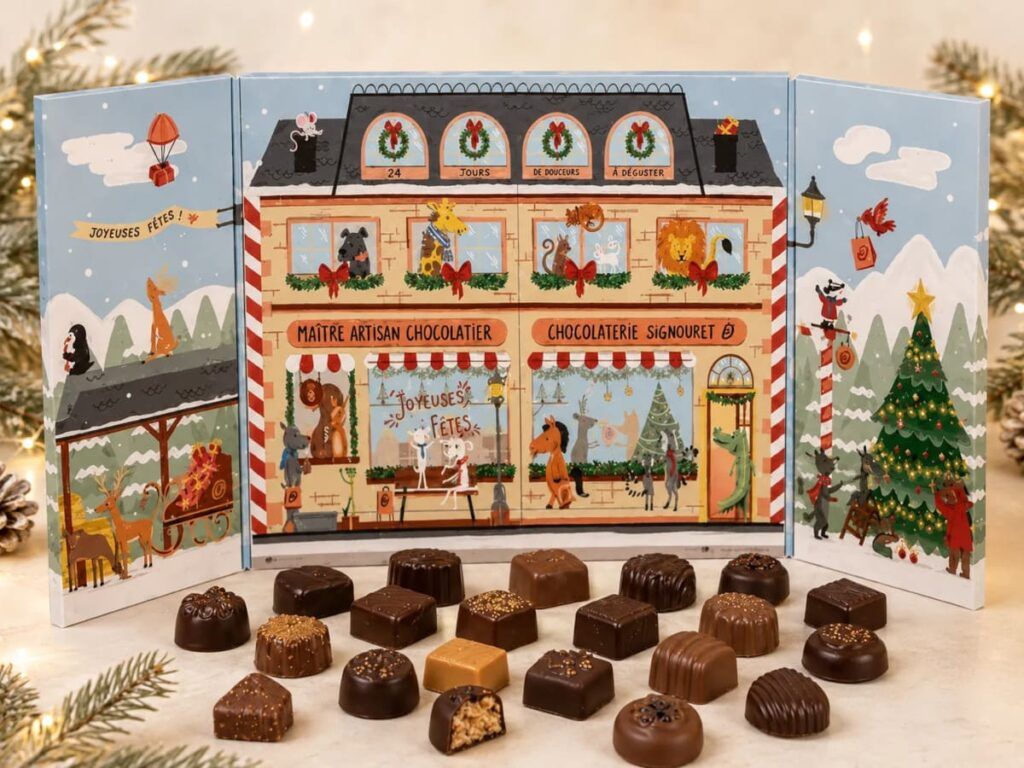 Le calendrier de l'avent 2026 de chocolats artisanaux de la Chocolaterie Signouret