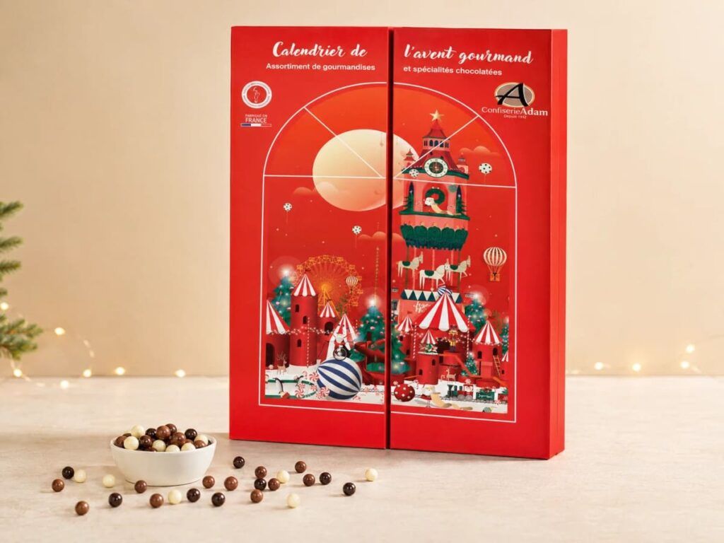 Le calendrier de l'avent 2026 de la Confiserie Adam, rempli de gourmandises et chocolats artisanaux