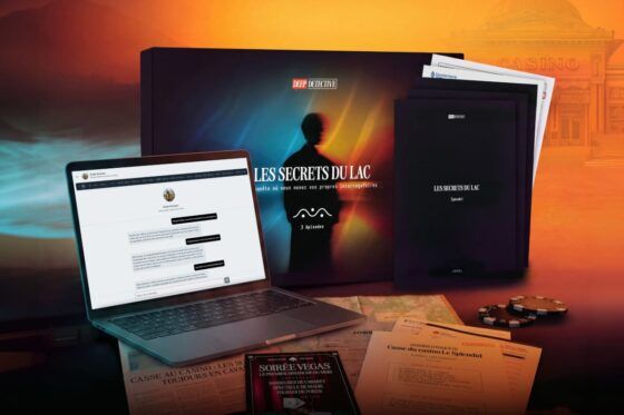 Deep Detective, box de jeu d’enquête immersive Les Secrets du Lac avec dossiers, indices et interface digitale