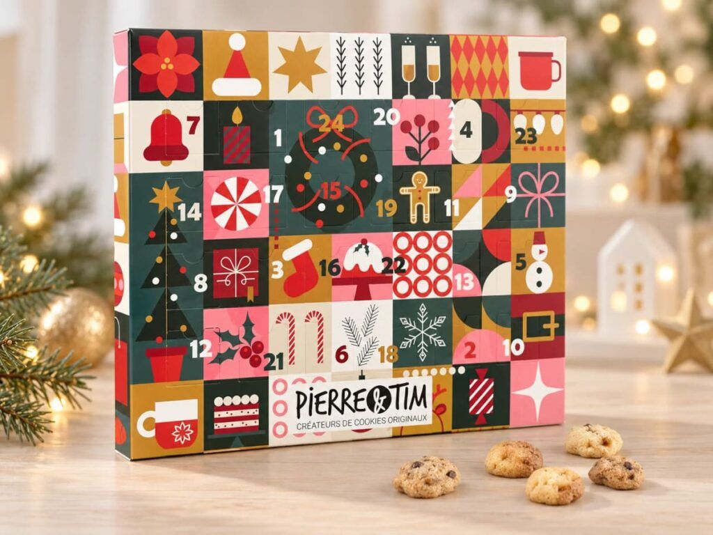 Le calendrier de l'Avent de cookies artisanaux 2026 de Pierre & Tim Cookies