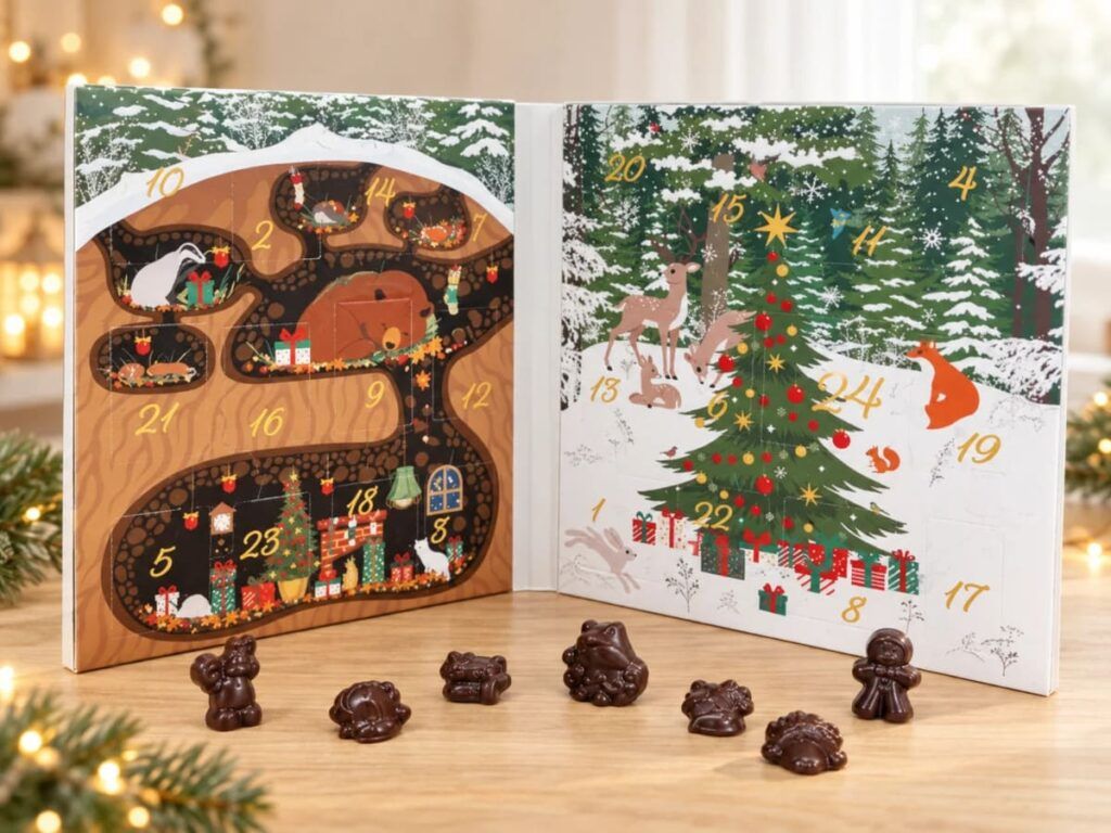 Le calendrier de l'Avent de personnages en chocolat de la chocolaterie Un Bain au Chocolat