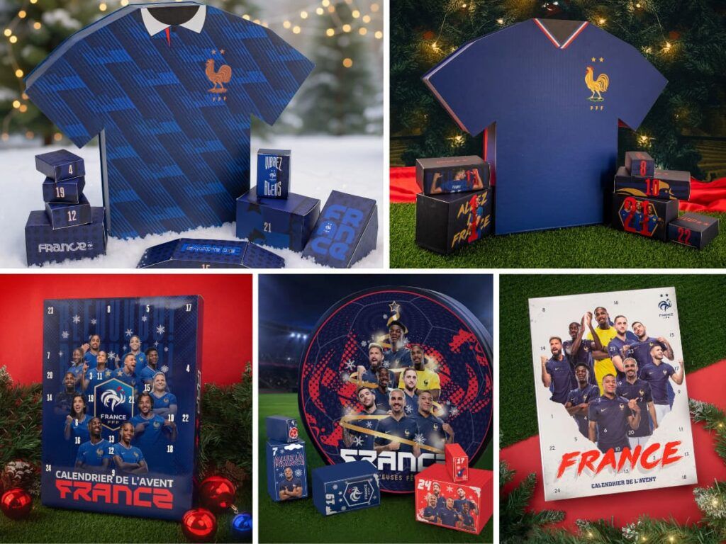 Les 5 calendriers de l'Avent de l'équipe de France de Football, édition 2026, 2025 et 2024 par Cinéreplicas