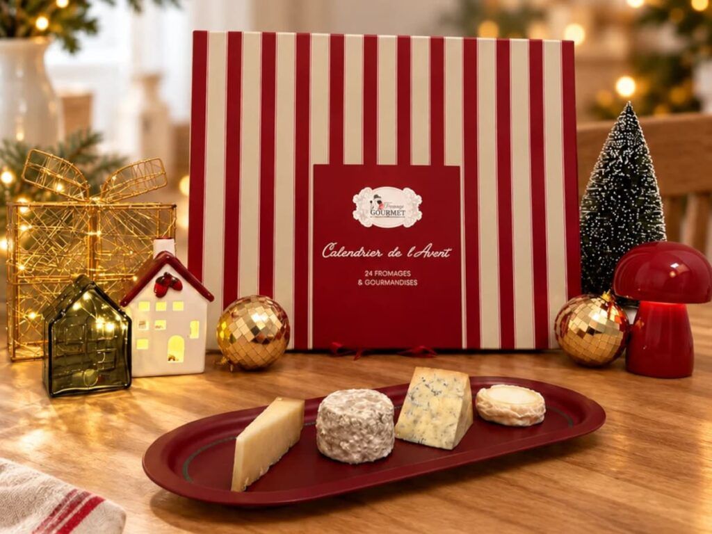 Le calendrier de l'Avent Fromager avec du fromage et des gourmandises de chez Fromage Gourmet, édition 2026