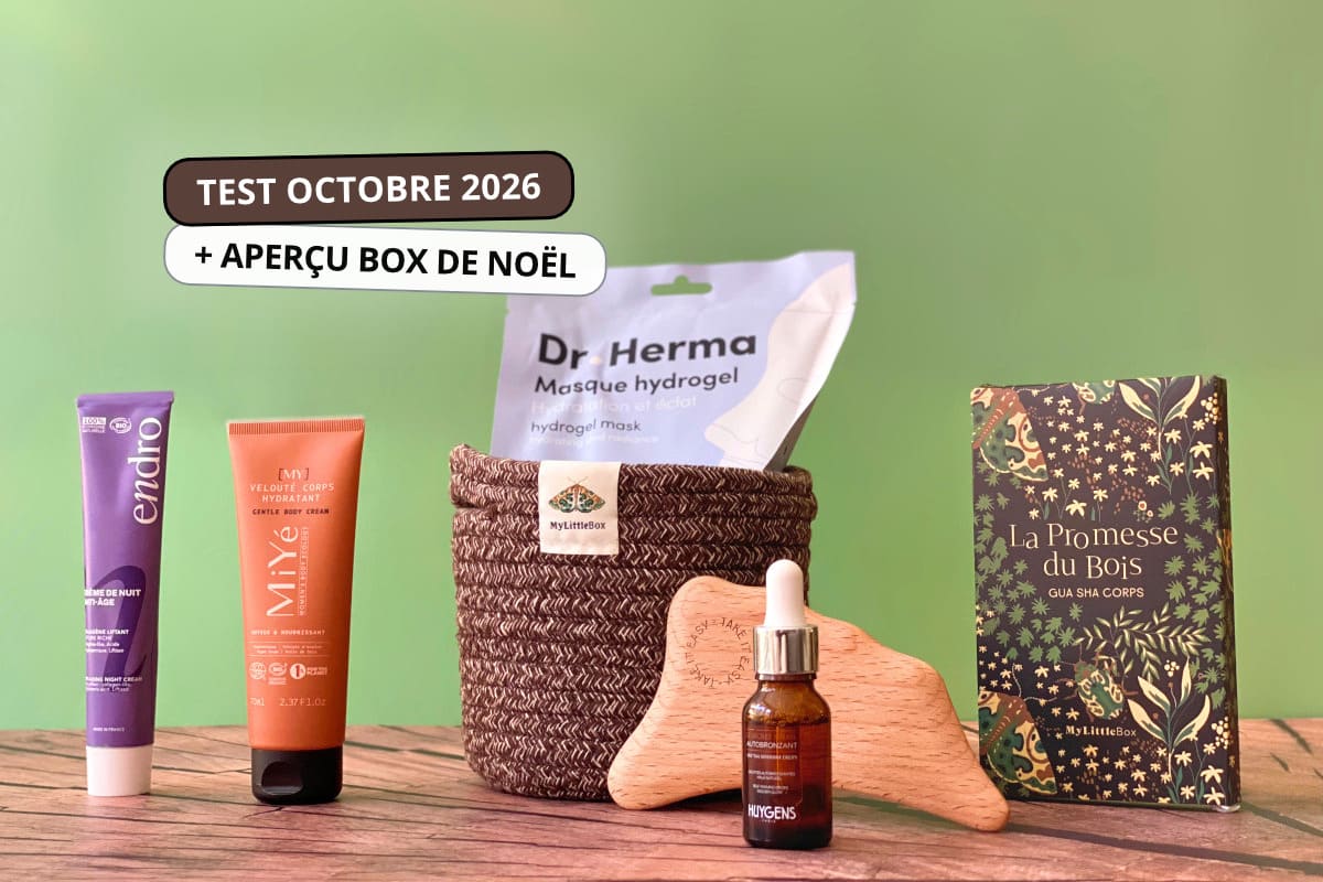 Contenu de la My Little Box Murmures des Bois d'octobre 2026, avec ses soins et accessoires testés par Charleyne pour Box AZ.