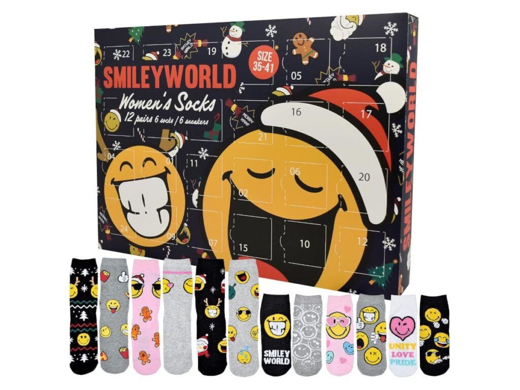 Calendrier de 12 paires de chaussettes pour femme par SmileyWorld et United labels