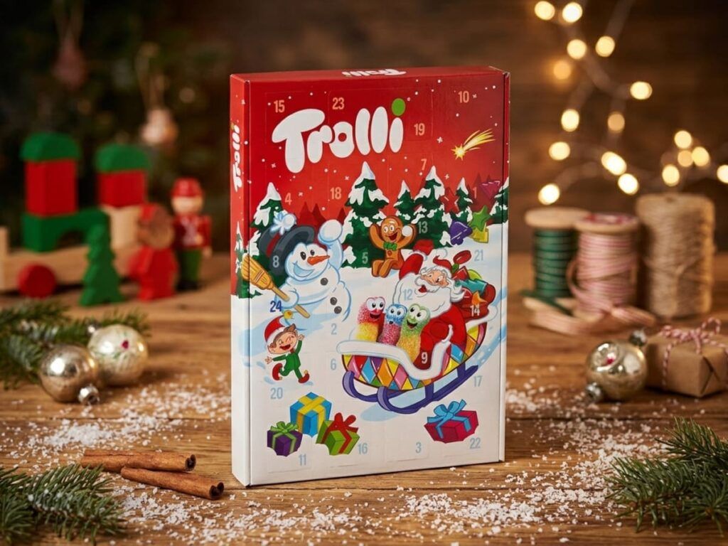 Le calendrier de l'Avent de bonbons de Noël de la marque Trolli